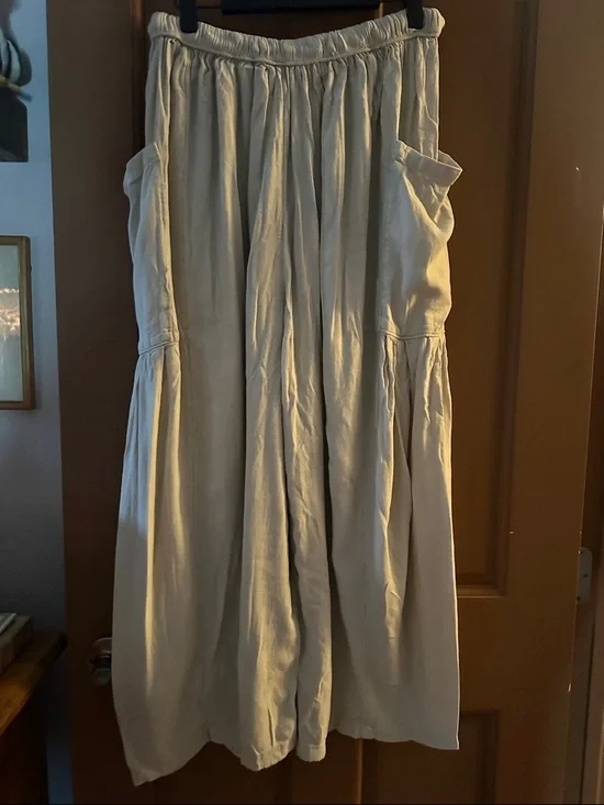 Free People Cream Wide Leg Pull-On Pants - Picture 4 of 6